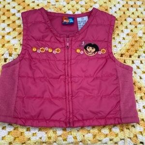 Vintage 2002 Dora the Explorer Nick Jr.  pink quilted vest Size 4
